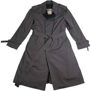 VTG ClipperMist Gray Lined Trench Coat Men's 38R Belted Korea Old Money Utility